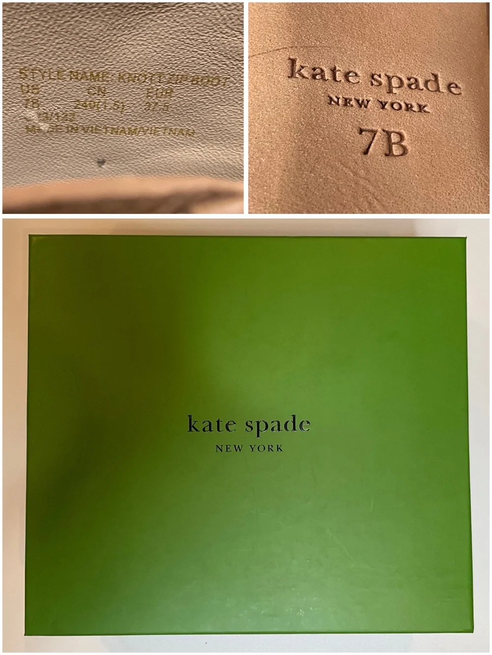 Kate Spade Knott Zip Pebbled Texture Tan Bootie Womens SZ 7 Classic Minimalist